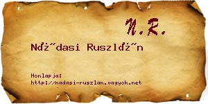 Nádasi Ruszlán névjegykártya